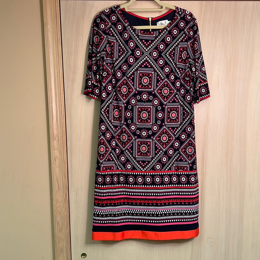 Navy, Pink and Orange Eliza J Dress